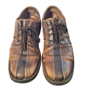 Clarks Mens Brown Leather Casual Oxford Shoes Size 11M With Lace-Up Closure & Ru